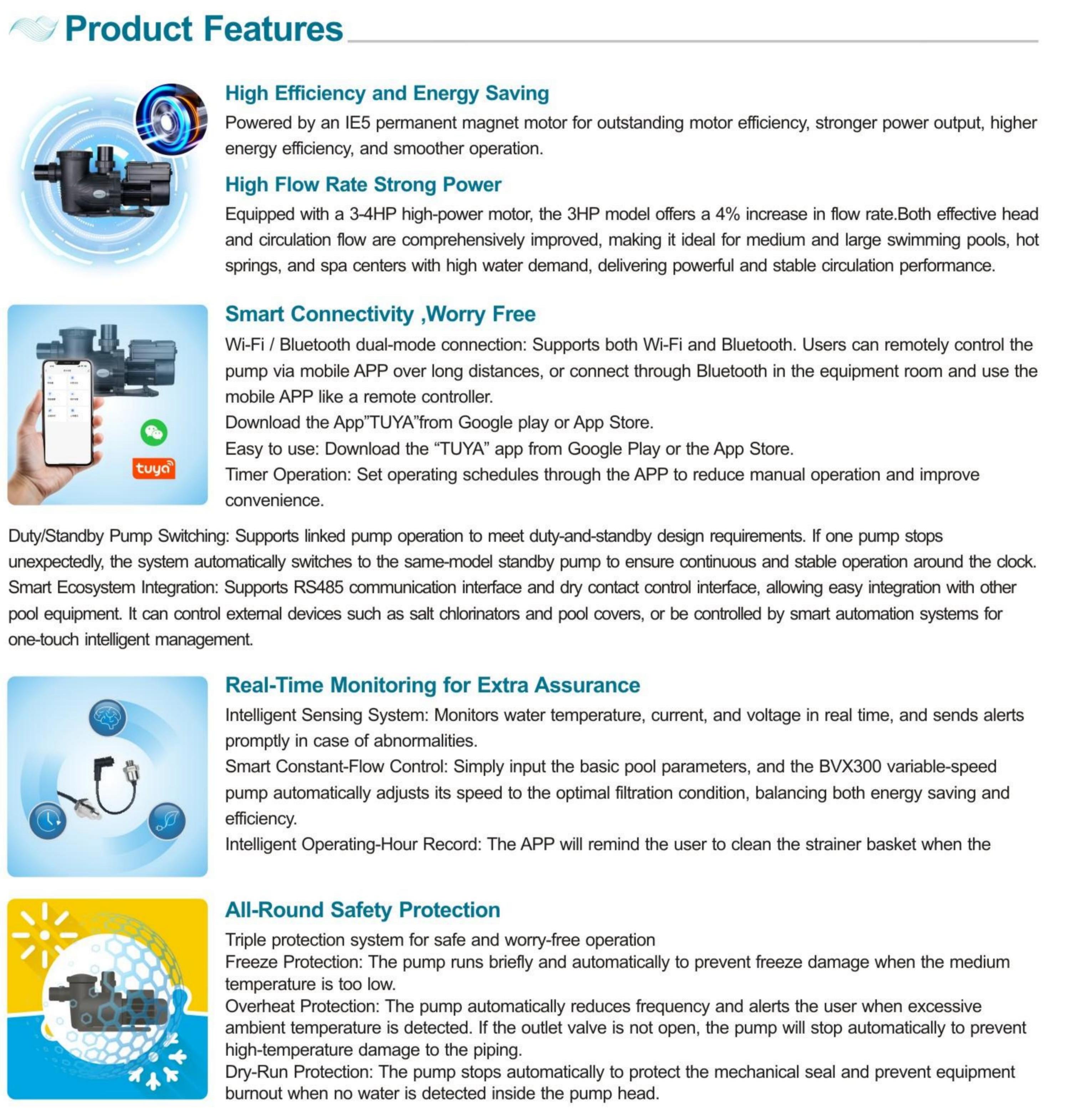 BVX pool pump features